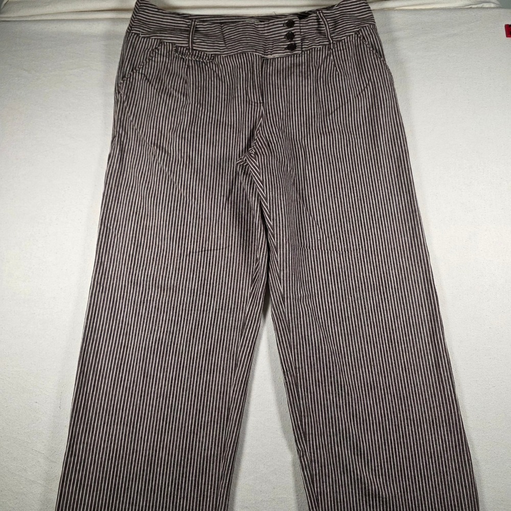 Cato Woman Brown White Striped Wide Leg Dress Pants Plus Size 16W Career Trouser